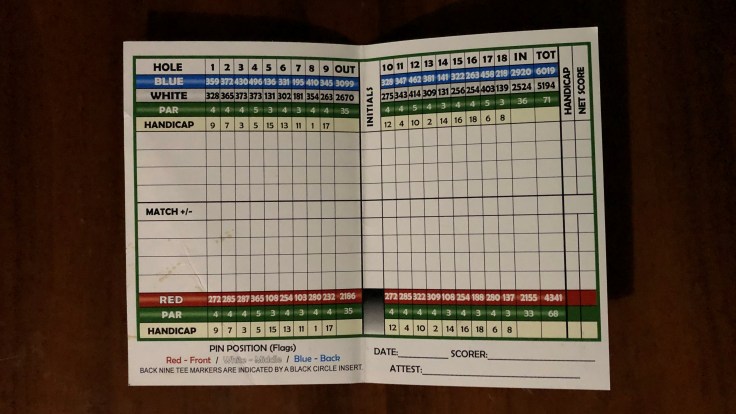 Tumblebrook Golf Scorecard